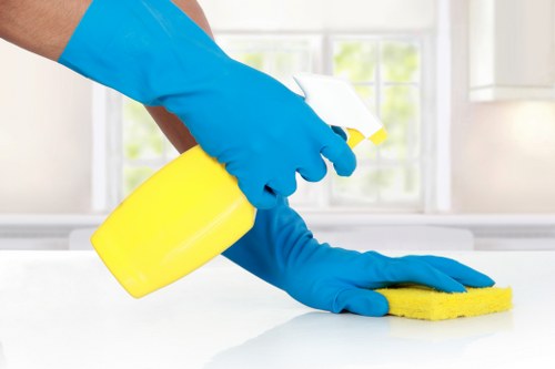 Technician inspecting fabric before upholstery cleaning