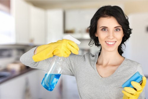 Technician inspecting a carpeted room before cleaning