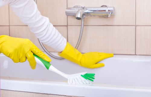 Carpet cleaners reviewing safety procedures before starting a job